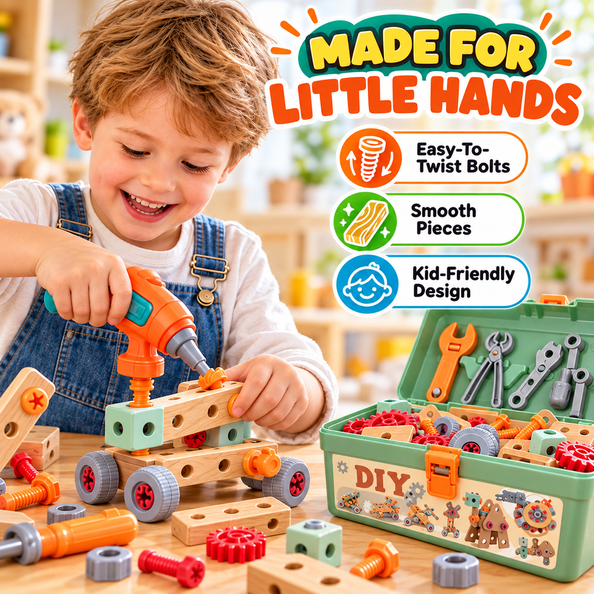 🧰 50% OFF Kids DIY Toolbox Builder Set ✨ Creative Building Toy For Little Hands