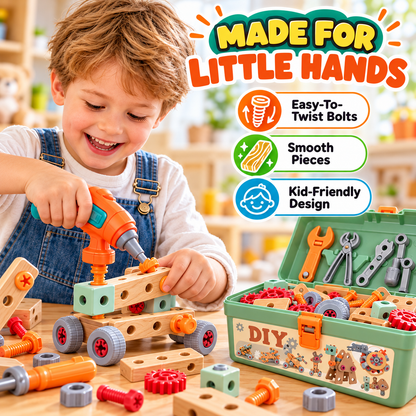 🧰 50% OFF Kids DIY Toolbox Builder Set ✨ Creative Building Toy For Little Hands