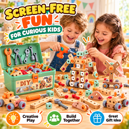 🧰 50% OFF Kids DIY Toolbox Builder Set ✨ Creative Building Toy For Little Hands