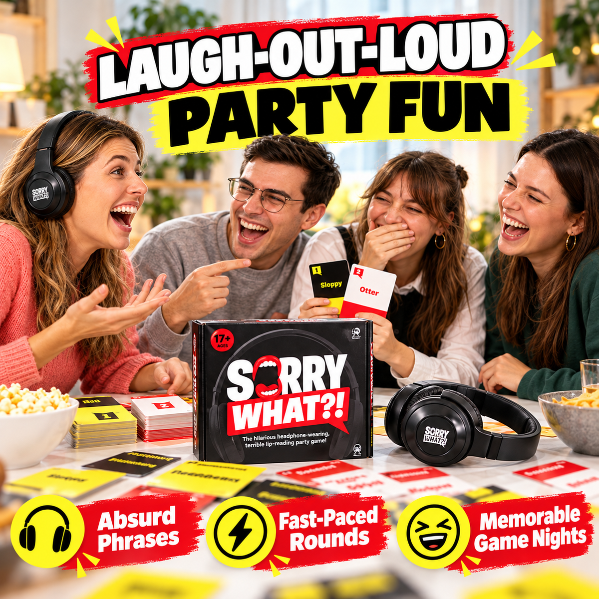 😂 Sorry What?! Lip Reading Party Game – Headphones Included