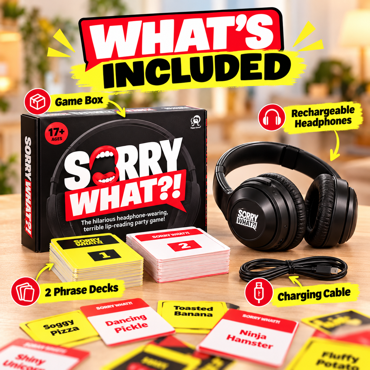 😂 Sorry What?! Lip Reading Party Game – Headphones Included