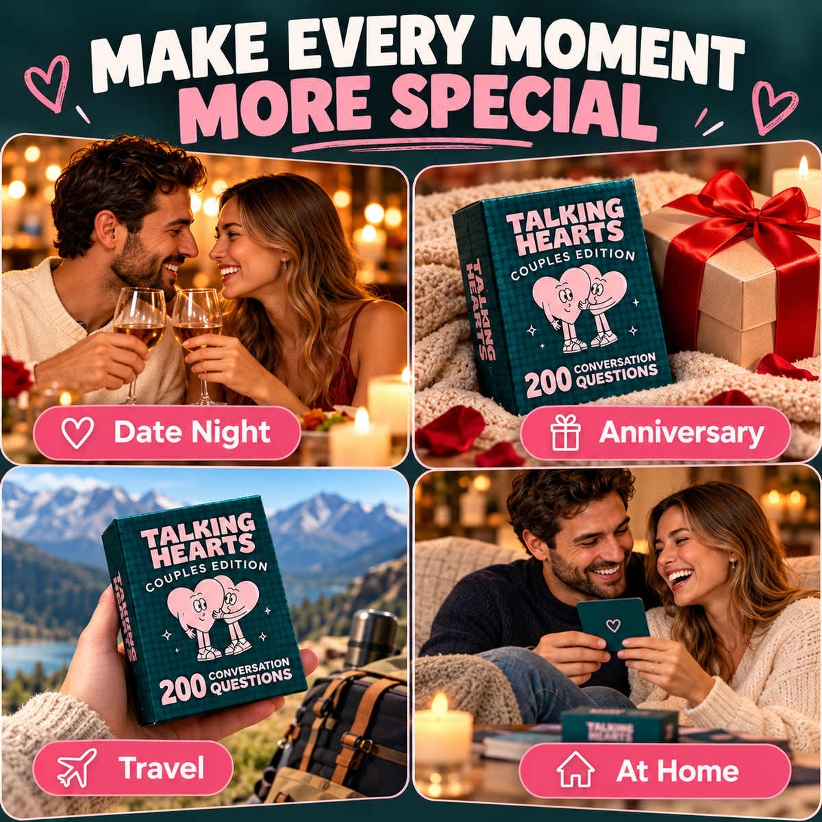 💝 50% OFF Talking Hearts 200 Questions Couples Card Game