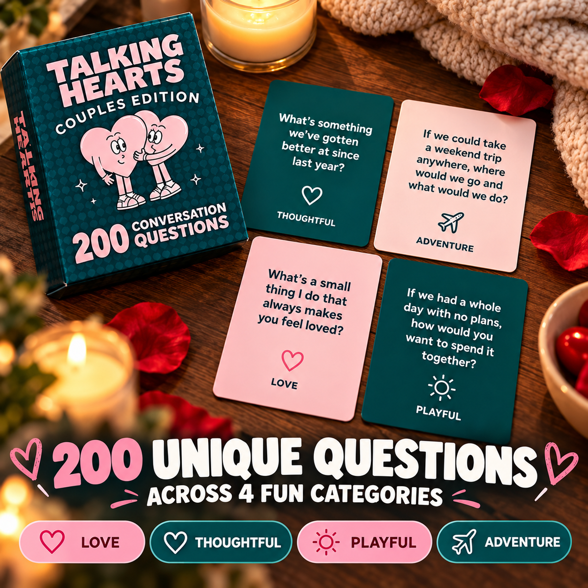 💝 50% OFF Talking Hearts 200 Questions Couples Card Game