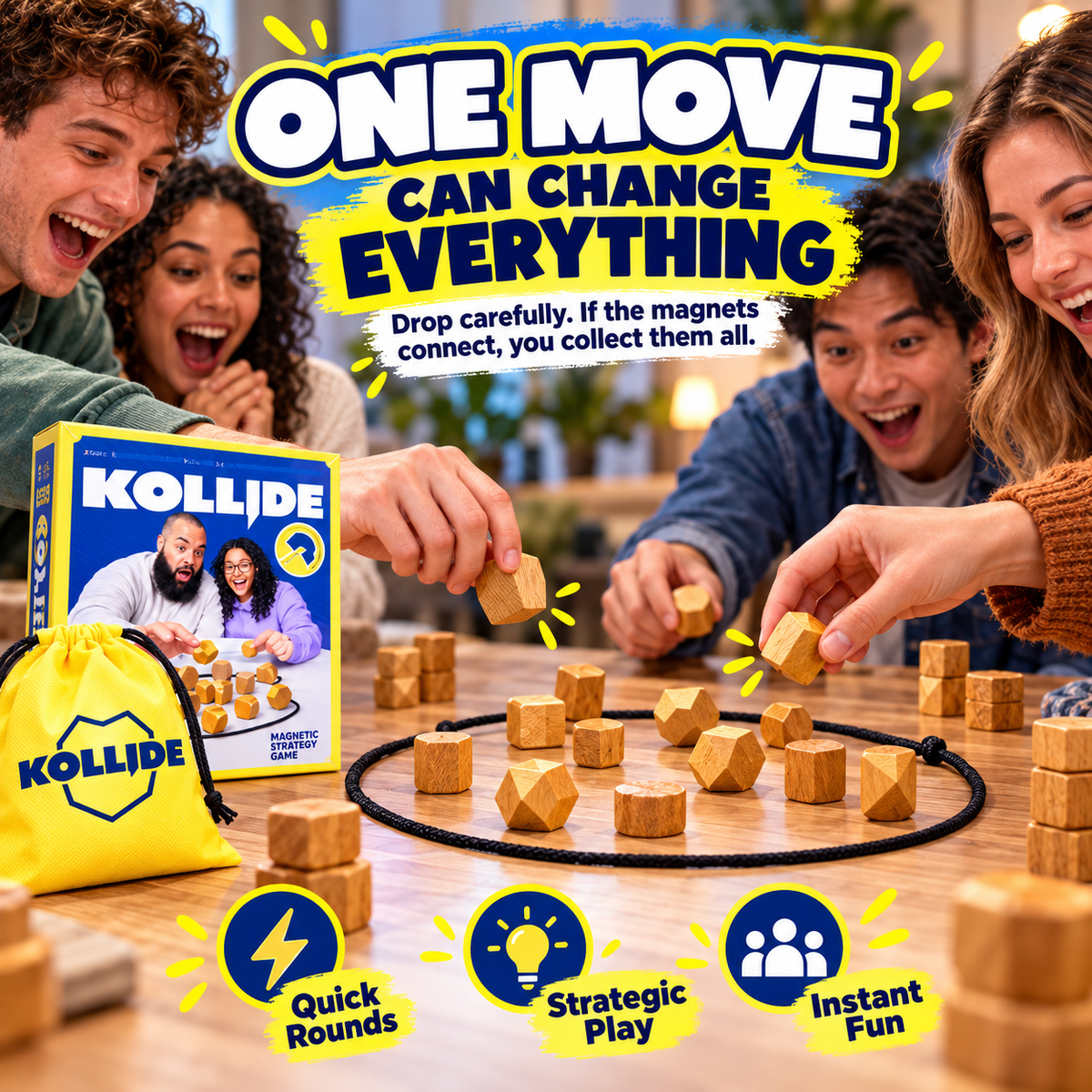 🔥 50% OFF Kollide Magnetic Strategy Game 🧲 Fast-Paced Family Game Night Fun