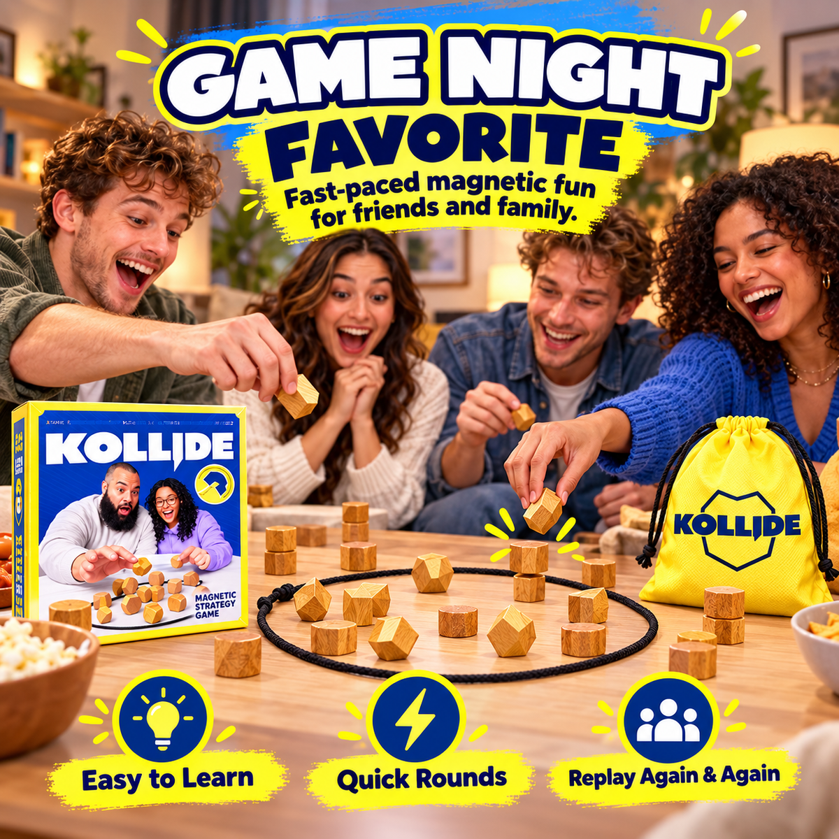 🔥 50% OFF Kollide Magnetic Strategy Game 🧲 Fast-Paced Family Game Night Fun