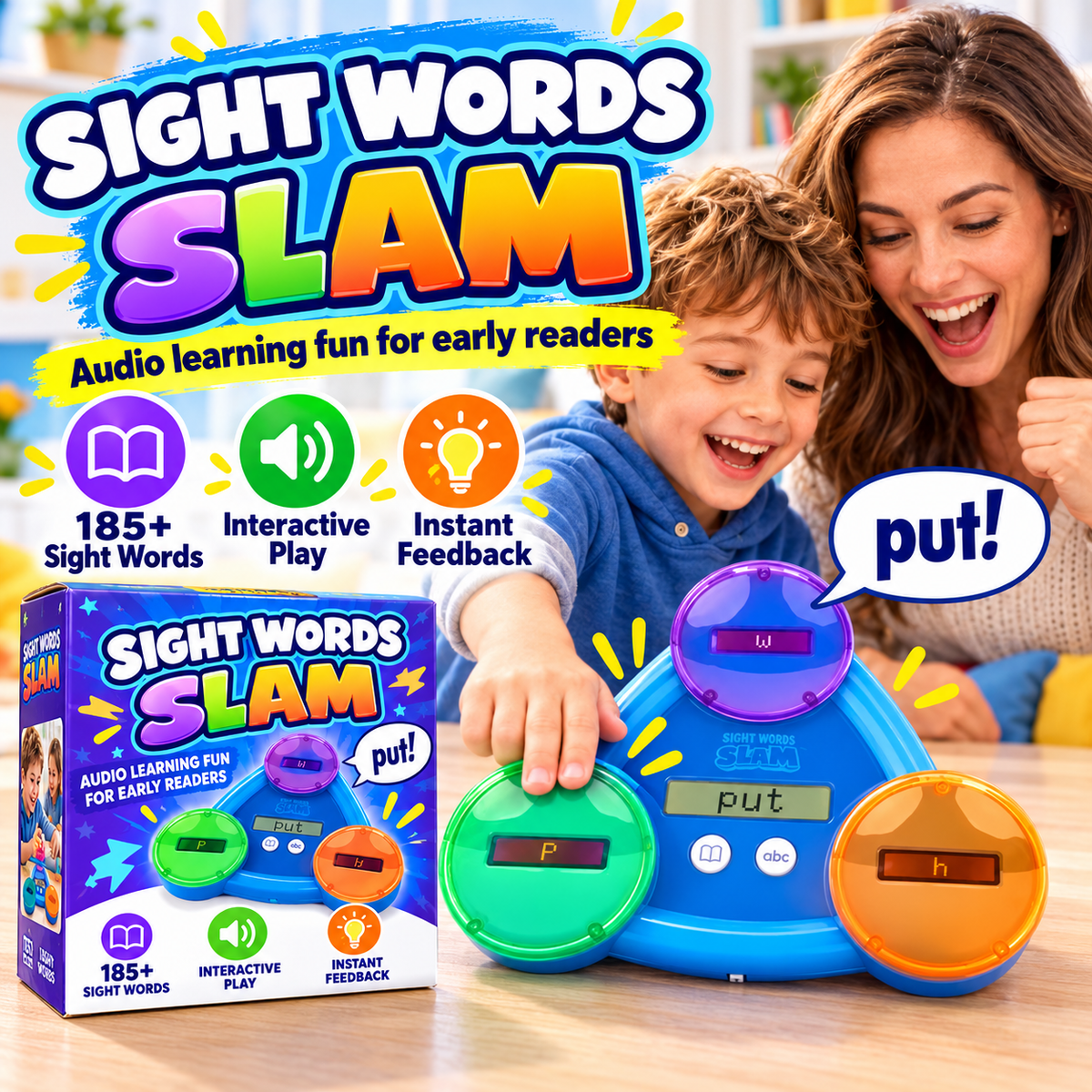 🔥 50% OFF 📚 Sight Word Slam Audio Learning Game For Kids – 185+ Words Reading & Spelling Practice