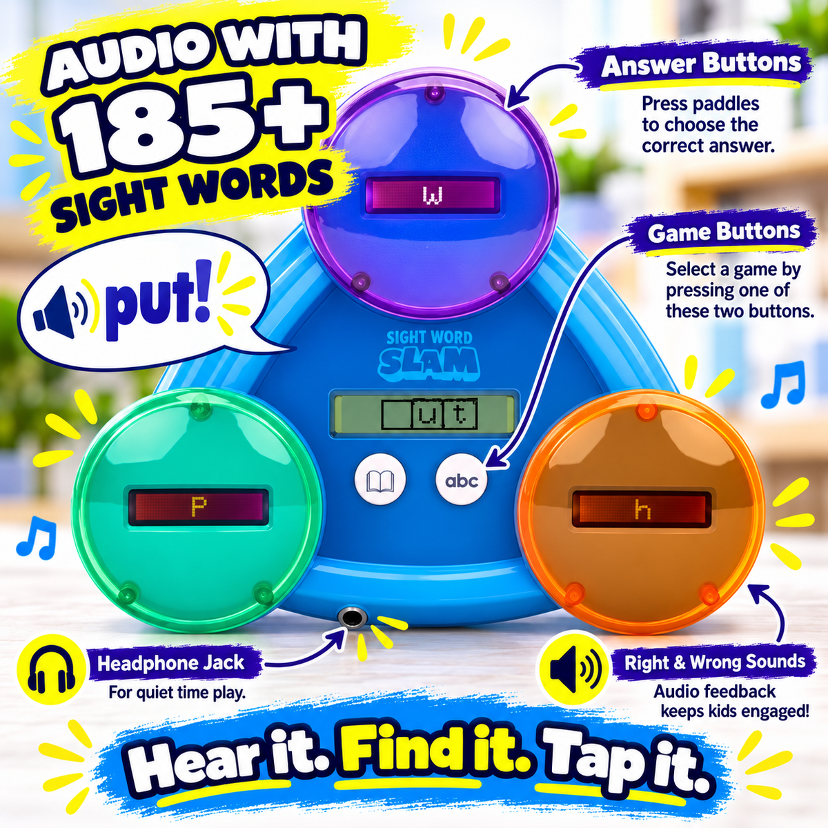 🔥 50% OFF 📚 Sight Word Slam Audio Learning Game For Kids – 185+ Words Reading & Spelling Practice
