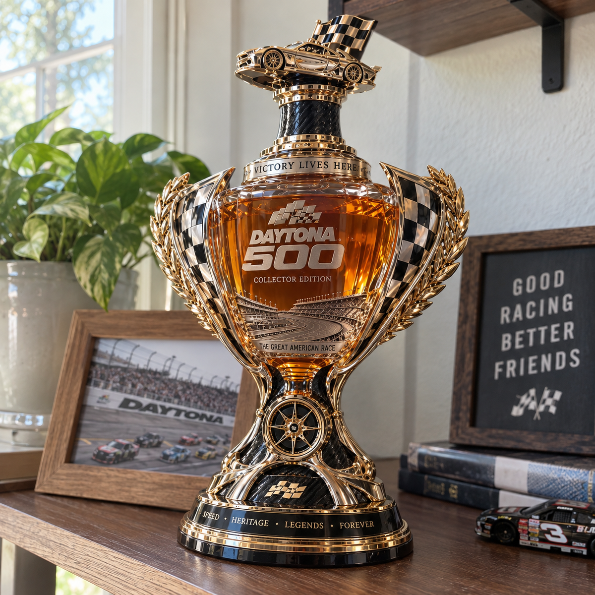 🏁 Daytona 500 Racing Legacy Trophy Whiskey Decanter – Collector’s Edition
