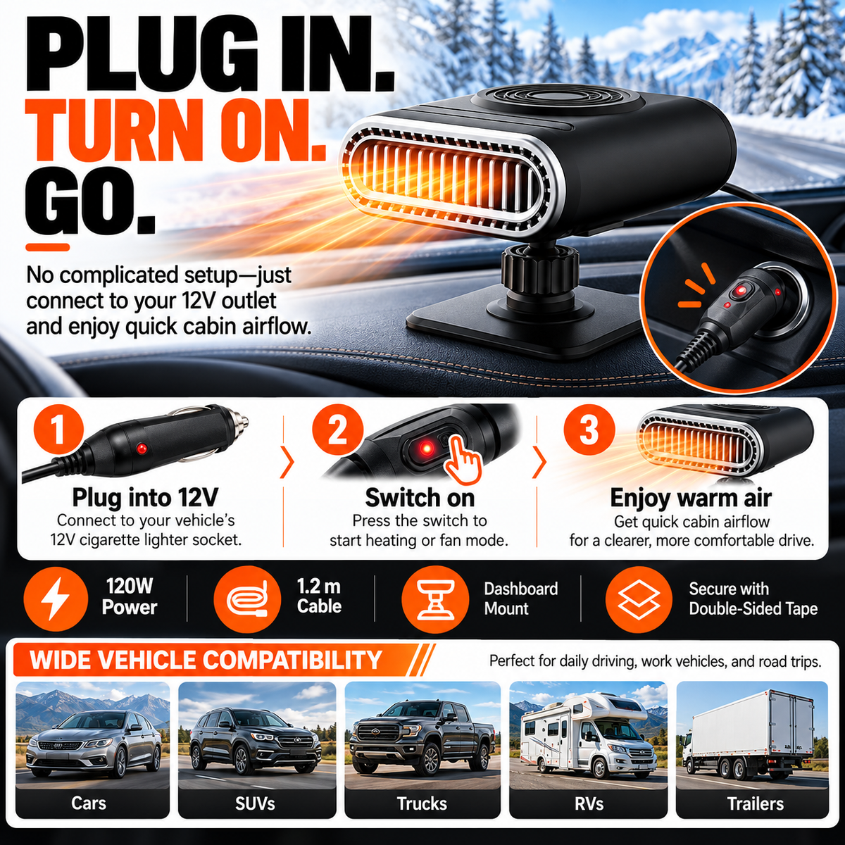 🎉Car Electric Heater Fan Portable Heater for Car