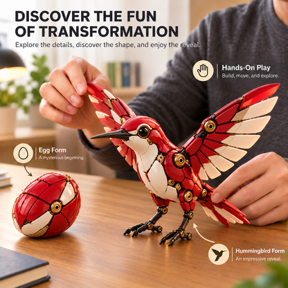 🐦 2-in-1 Transforming Hummingbird Egg – Mechanical Bird Figure
