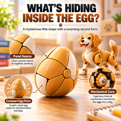 🥚 Egg to Golden Retriever – 2-in-1 Transforming Mechanical Dog Figure