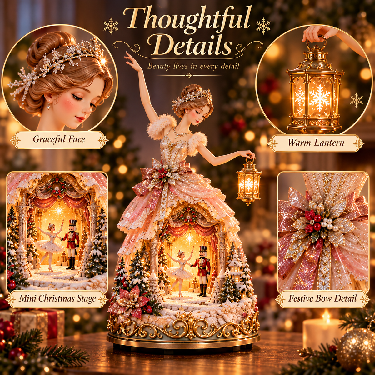 🔥LAST DAY 49% OFF 🩰  Winter Ballerina Story Lamp™ – Lighted Nutcracker Christmas Tabletop Decor