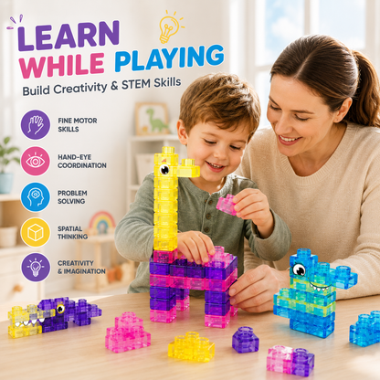🔥Best Sale🥇🧩 Soft Jelly Building Blocks – Sensory STEM Toy for Kids, Squishy Stretchable Bath Blocks (40PCS)