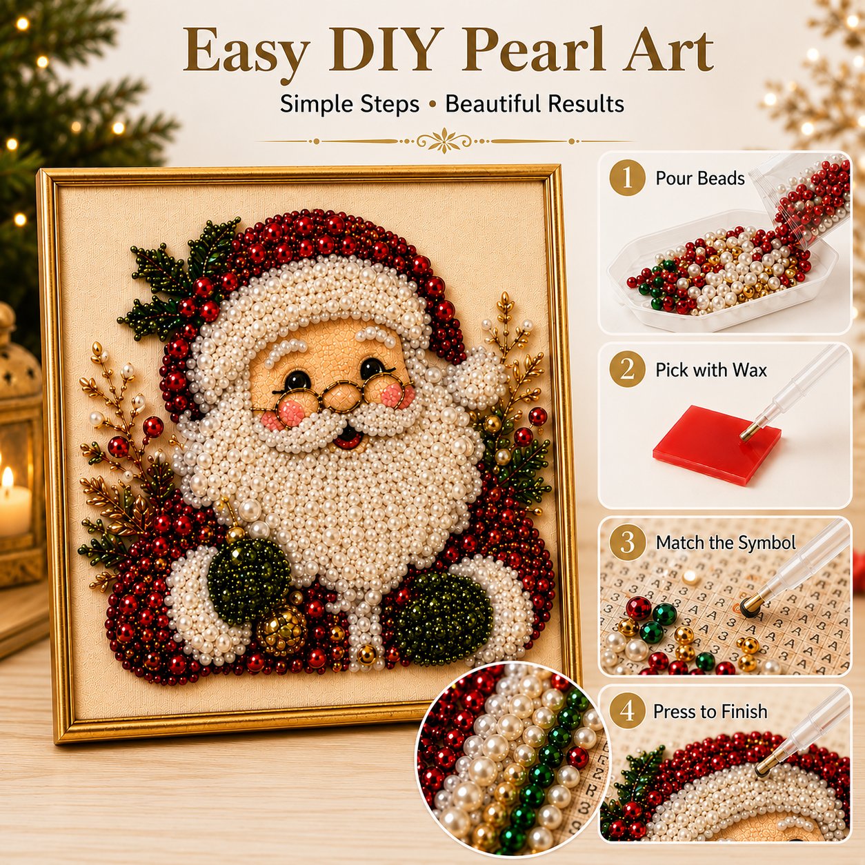 ✨✨Relaxing & Beginner-Friendly - 🎨💎DIY Christmas Pearl Diamond Painting Art Kit