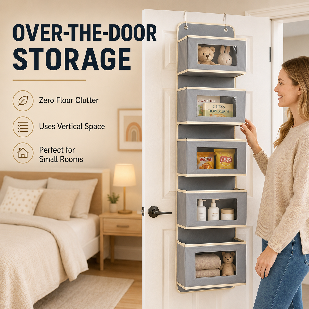 🔥Hot Sale 49% OFF | Over The Door Organizer with 5 Front Pockets
