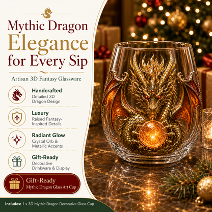 🐉✨ 3D Mythic Dragon Glass Art Cup | Luxury Raised Fantasy Glassware for Whiskey, Home Bar Décor & Legendary Gifts 🎁