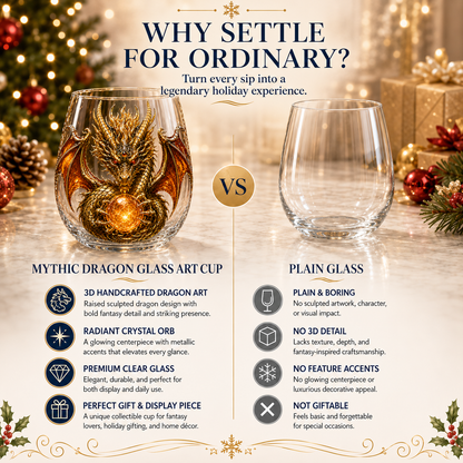 🐉✨ 3D Mythic Dragon Glass Art Cup | Luxury Raised Fantasy Glassware for Whiskey, Home Bar Décor & Legendary Gifts 🎁