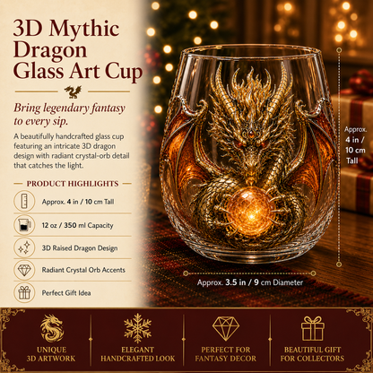🐉✨ 3D Mythic Dragon Glass Art Cup | Luxury Raised Fantasy Glassware for Whiskey, Home Bar Décor & Legendary Gifts 🎁