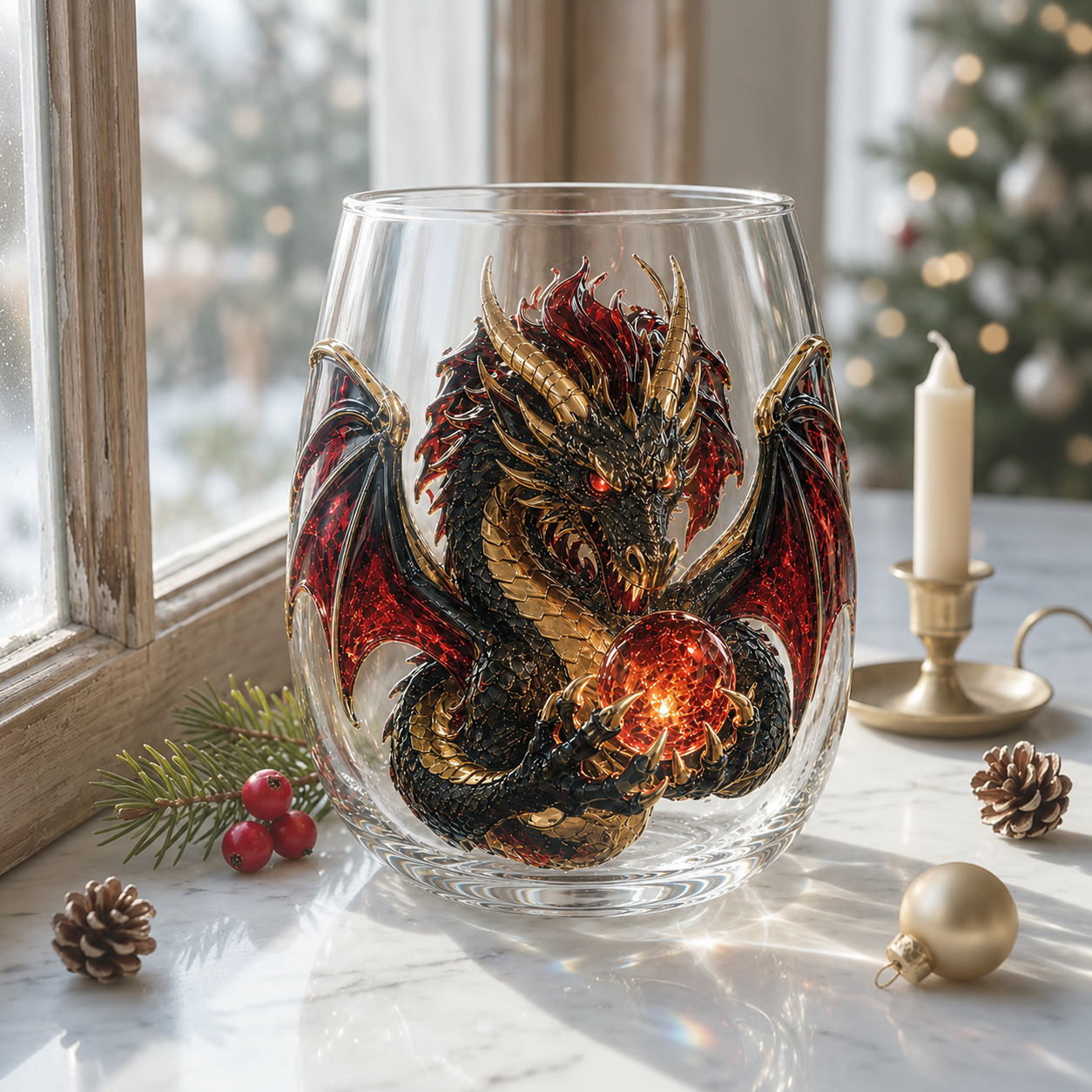 🐉✨ 3D Mythic Dragon Glass Art Cup | Luxury Raised Fantasy Glassware for Whiskey, Home Bar Décor & Legendary Gifts 🎁