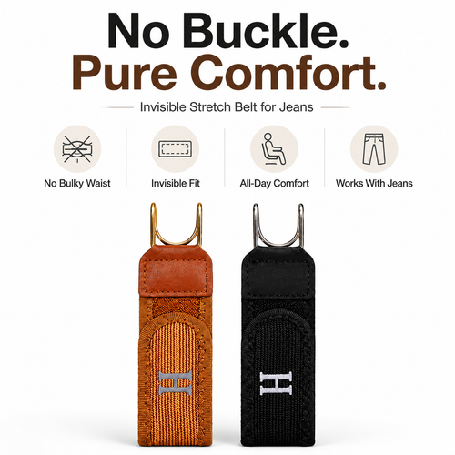 No Buckle Stretch Belt for Jeans – Comfortable Elastic Hook Belt for Everyday Wear
