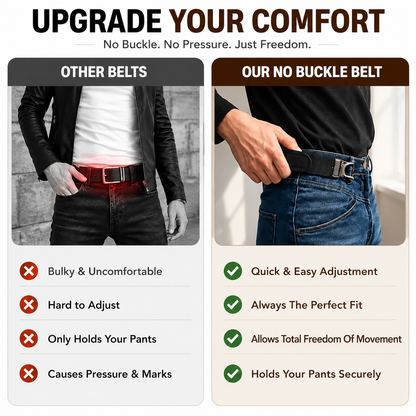 No Buckle Stretch Belt for Jeans – Comfortable Elastic Hook Belt for Everyday Wear
