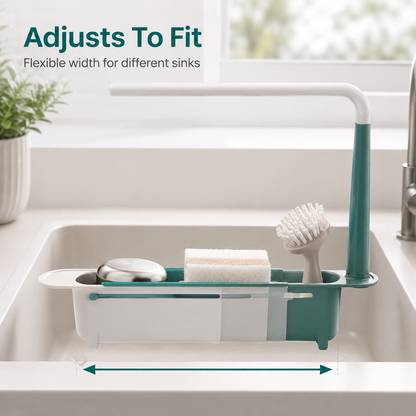 ✨ Adjustable Telescopic Sink Organizer – Drain, Dry & Declutter Any Sink Size