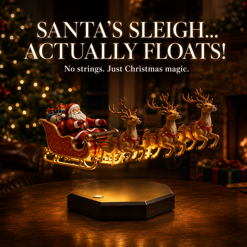 🎅 Floating Santa Sleigh with 4 Reindeer – Magnetic Levitation Christmas Display