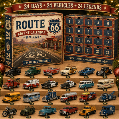 🚗Route 66 Centennial Advent Calendar – 24 Days of American Road Legends | 1926–2026 Collector’s Edition🎄