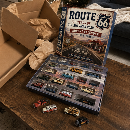 🚗Route 66 Centennial Advent Calendar – 24 Days of American Road Legends | 1926–2026 Collector’s Edition🎄