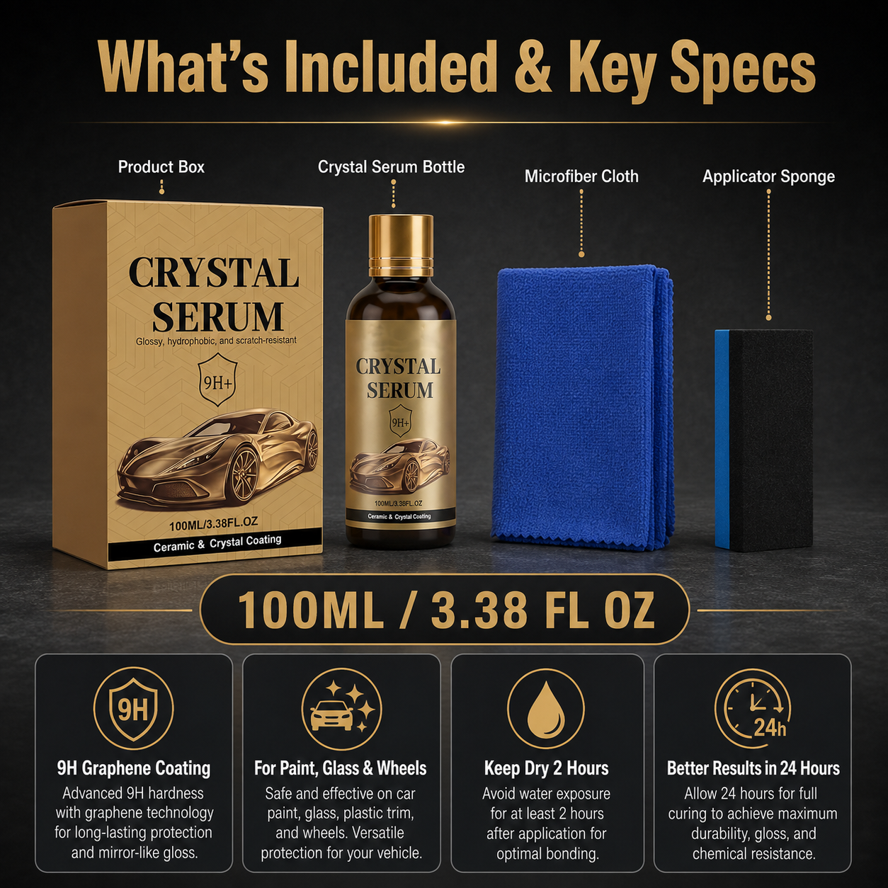 ✨ Crystal Serum – 9H Graphene Ceramic Coating for Paint, Glass & Wheels