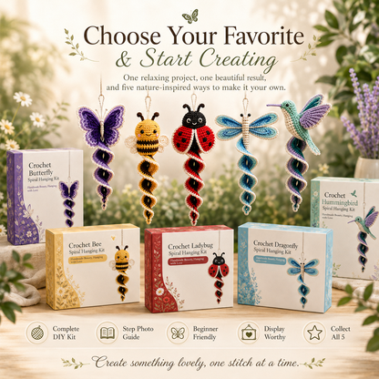 🧶Crochet Spiral Hanging Kit – Beginner-Friendly DIY Garden Animal Decor🌿