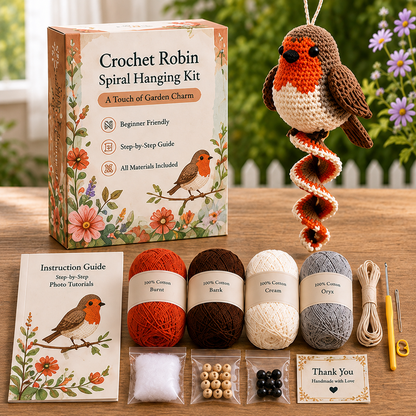 🧶Crochet Spiral Hanging Kit – Beginner-Friendly DIY Garden Animal Decor🌿