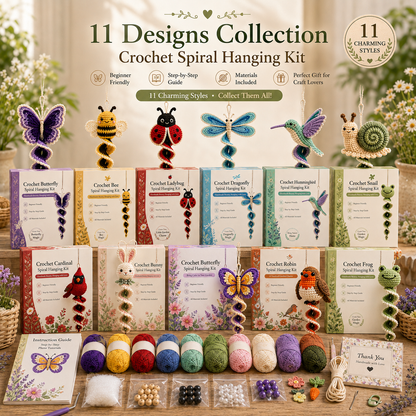 🧶Crochet Spiral Hanging Kit – Beginner-Friendly DIY Garden Animal Decor🌿