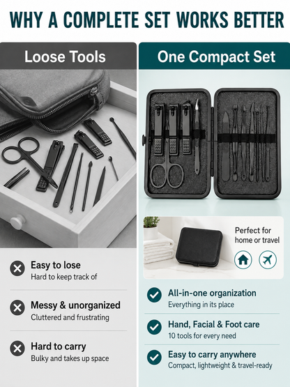 ✨Professional Portable Nail Clipper Set – Complete Grooming Kit for School, Travel & Home