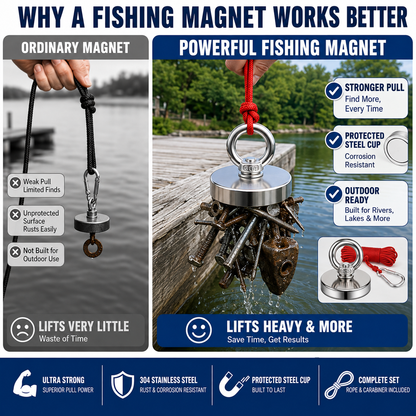 🧲 Heavy Duty Fishing Magnet – Strong Retrieval Magnet with Countersunk Eyebolt