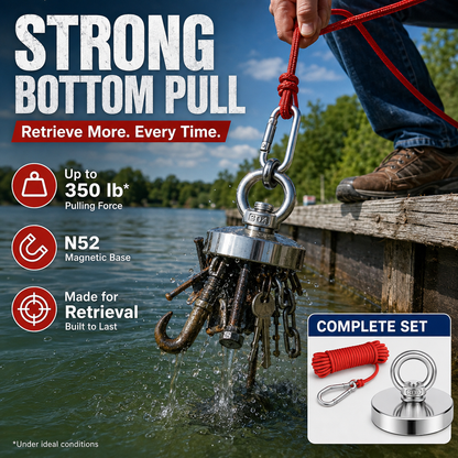 🧲 Heavy Duty Fishing Magnet – Strong Retrieval Magnet with Countersunk Eyebolt
