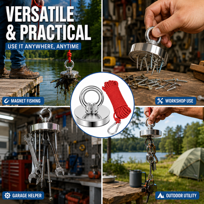 🧲 Heavy Duty Fishing Magnet – Strong Retrieval Magnet with Countersunk Eyebolt