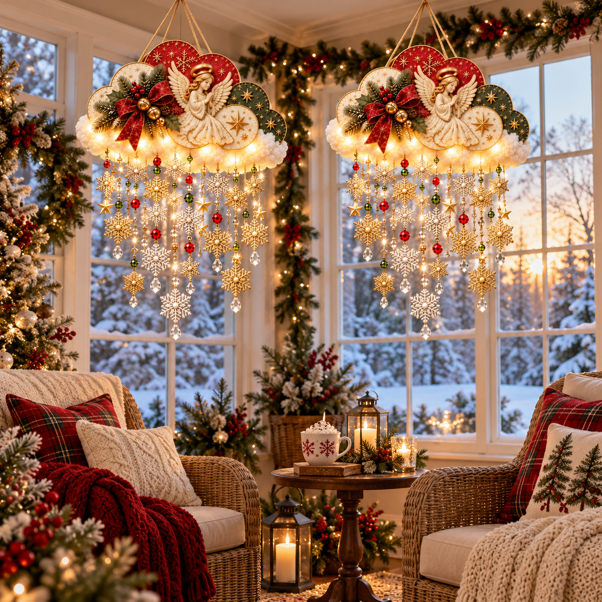 🪽☁️ Angel Christmas Snowfall Cloud Lighted Hanging Decor