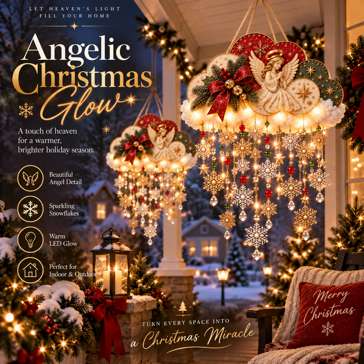 🪽☁️ Angel Christmas Snowfall Cloud Lighted Hanging Decor