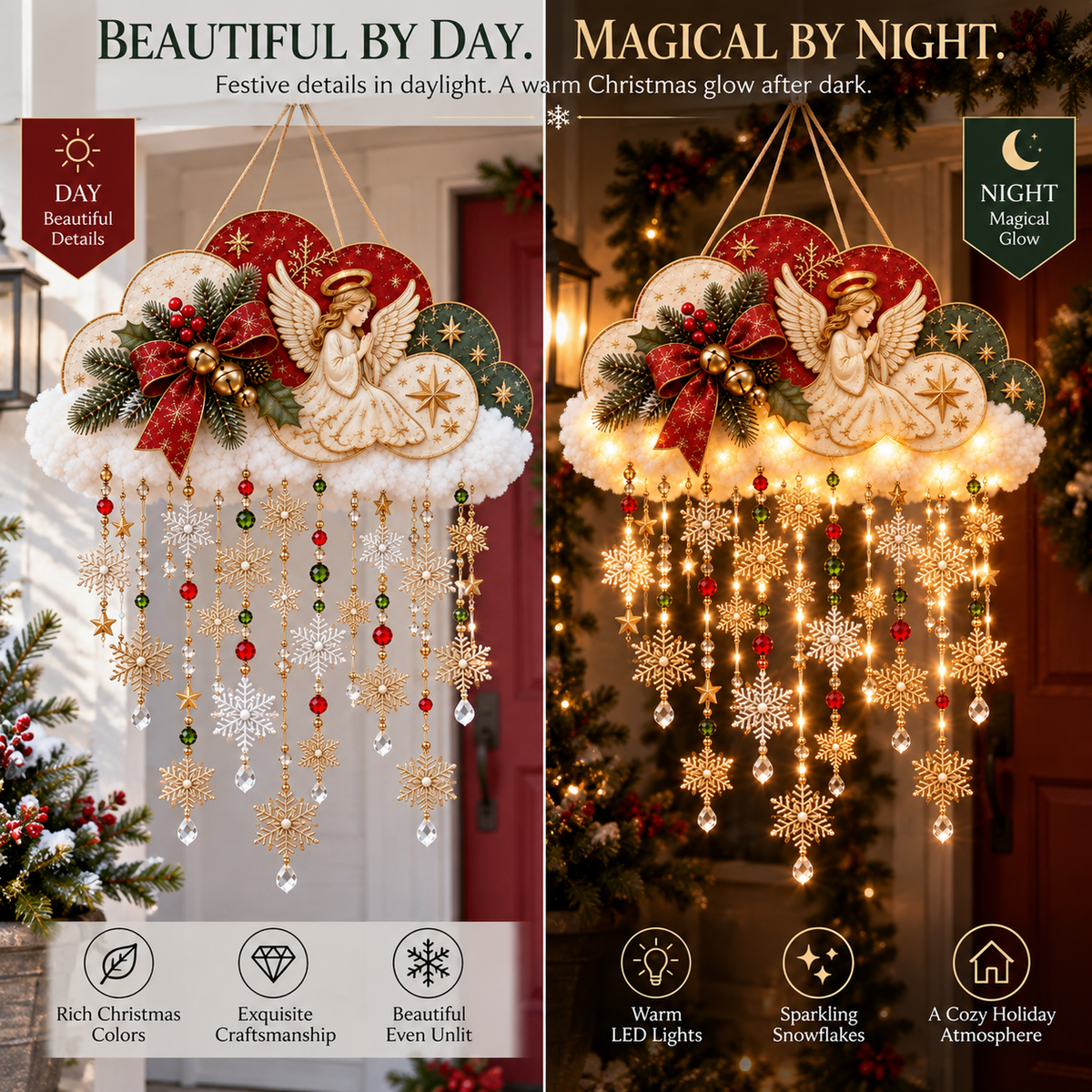 🪽☁️ Angel Christmas Snowfall Cloud Lighted Hanging Decor