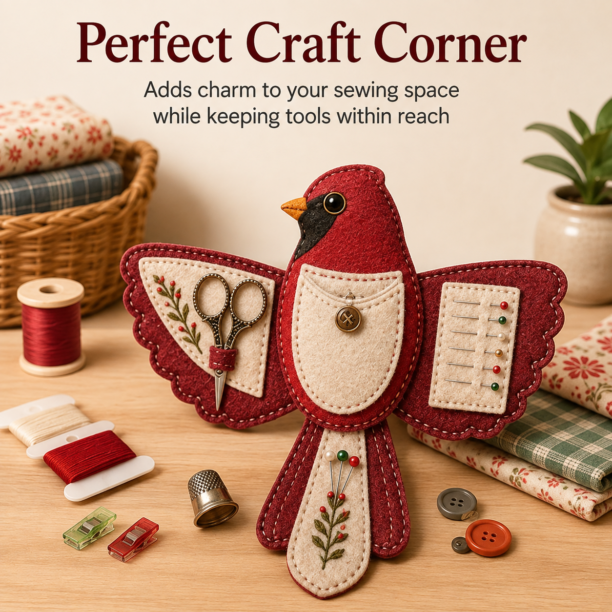 🐦🎁Bird-Shaped Felt Sewing Organizer DIY Kit✂️ – 🪡More Than Storage, A Handmade Work of Art