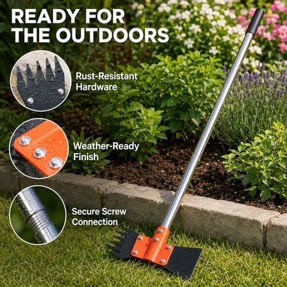 🌱2‑in‑1 Garden Hoe & Weed Puller Rake | 60" Adjustable Long‑Handle Weeding Tool
