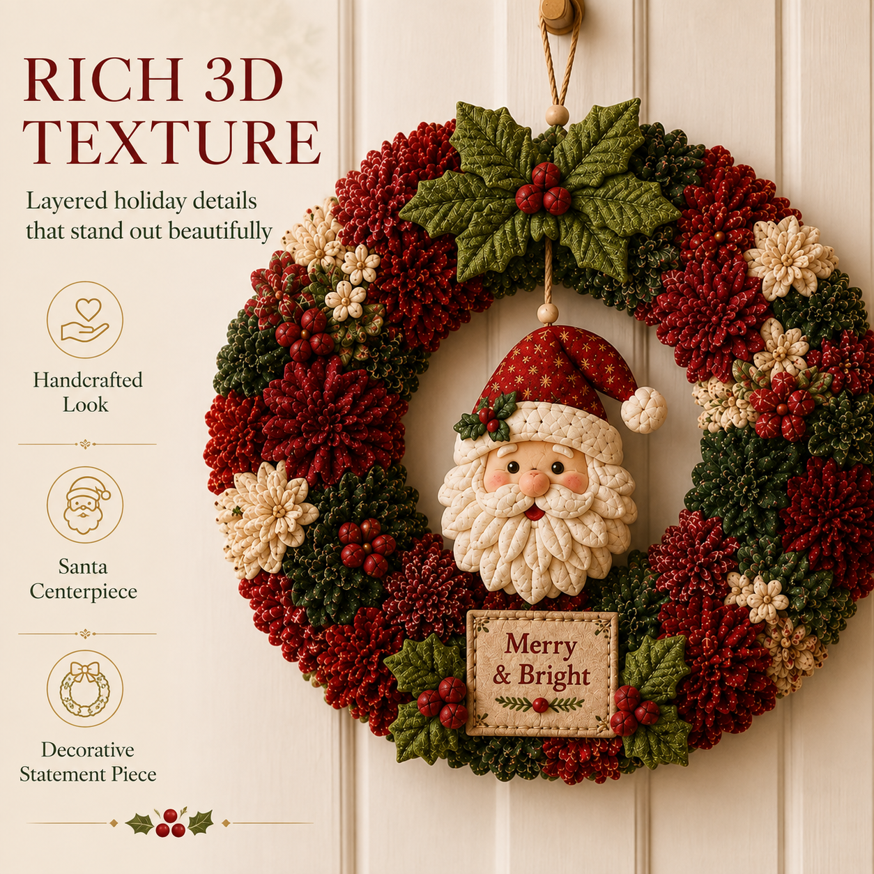 🔥49% Off Last Day - 🔥🎄 3D Fabric Poke Wreath DIY Kit
