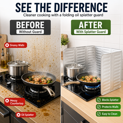 🔥🍳Foldable aluminum foil splatter shield✨ - 👩‍🍳add a protective barrier to your cooking area!🛡️