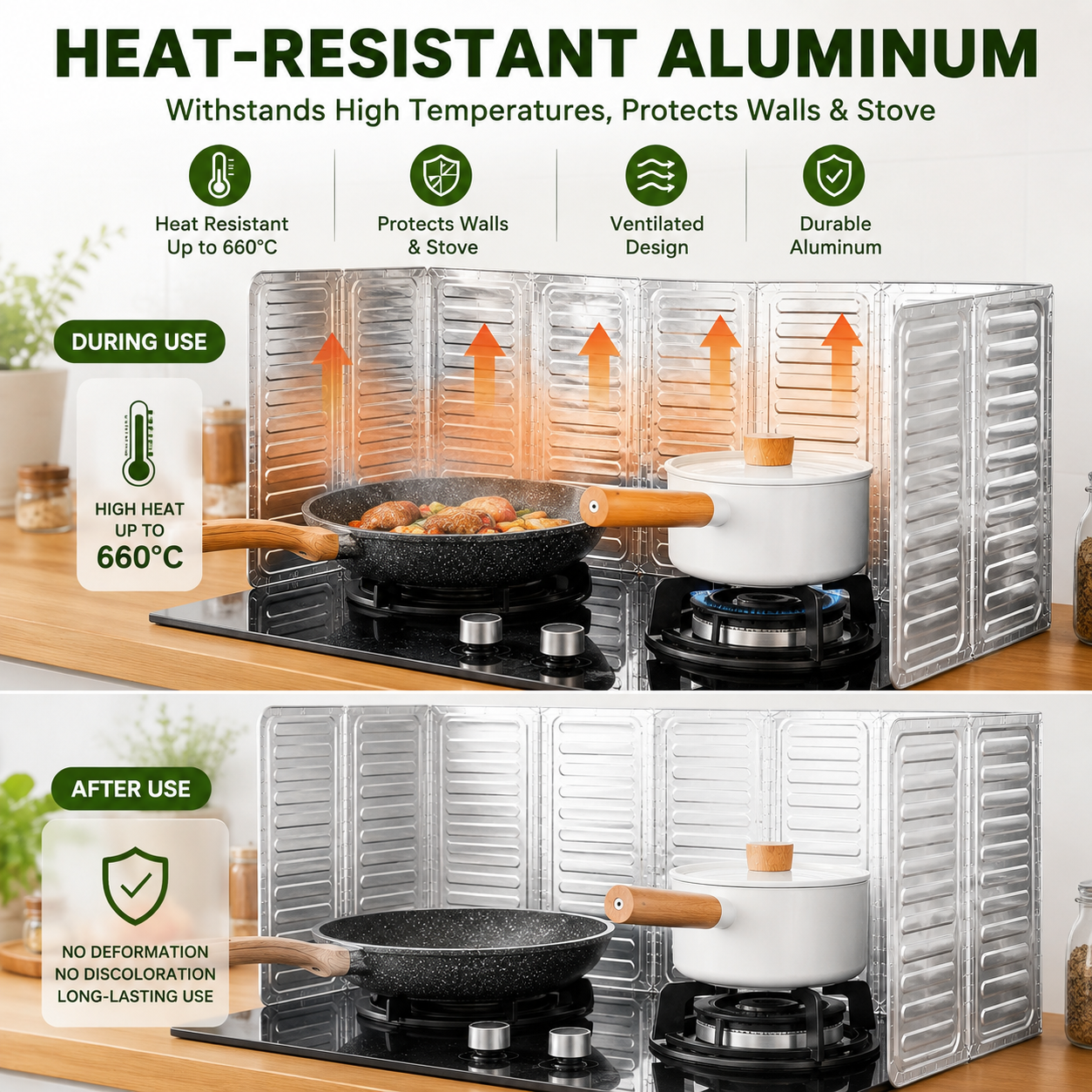 🔥🍳Foldable aluminum foil splatter shield✨ - 👩‍🍳add a protective barrier to your cooking area!🛡️