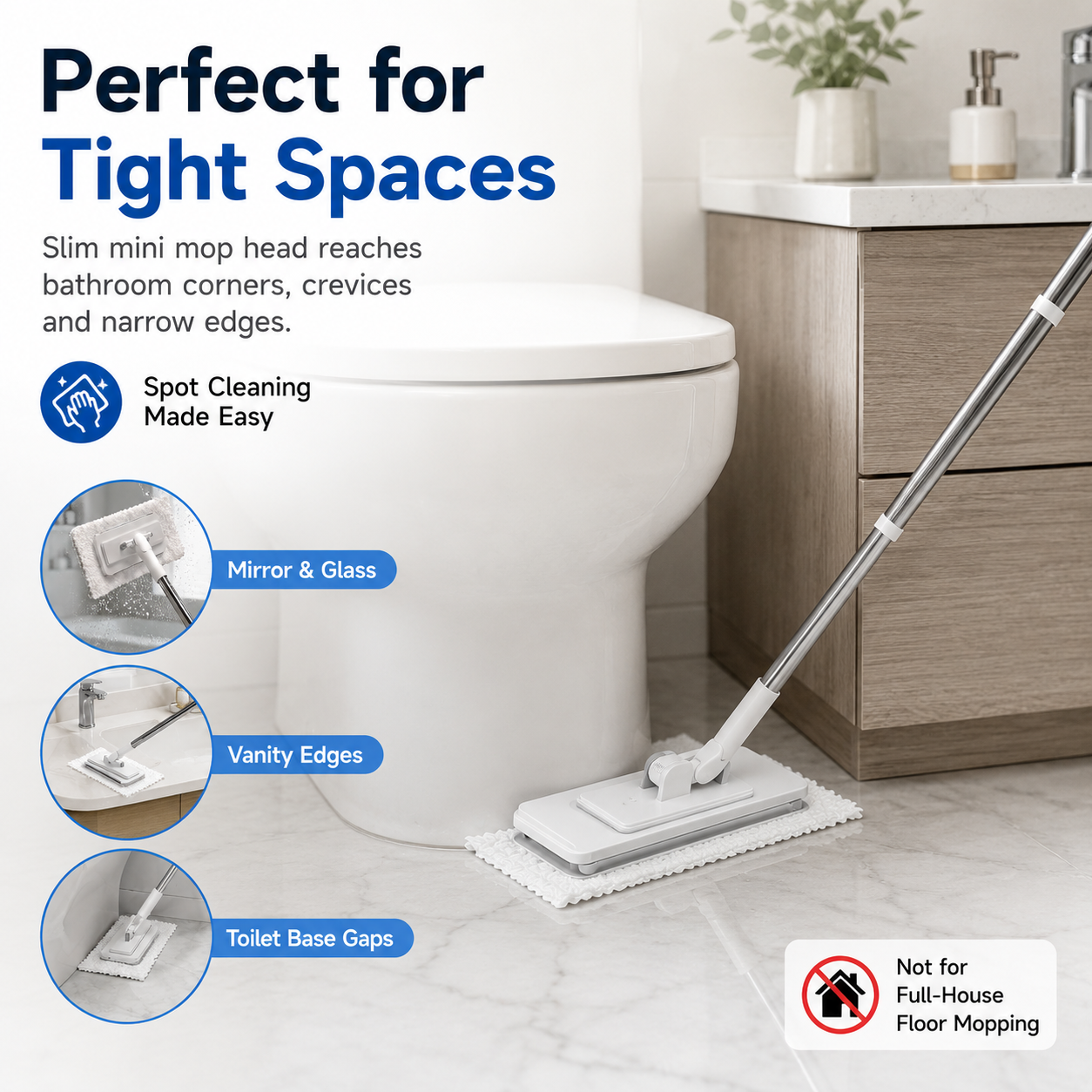 ✨  🧹 Multi-Purpose Mini Dust Mop🧼 – Lightweight Bathroom & Tight-Space Cleaner