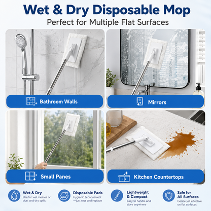 ✨  🧹 Multi-Purpose Mini Dust Mop🧼 – Lightweight Bathroom & Tight-Space Cleaner