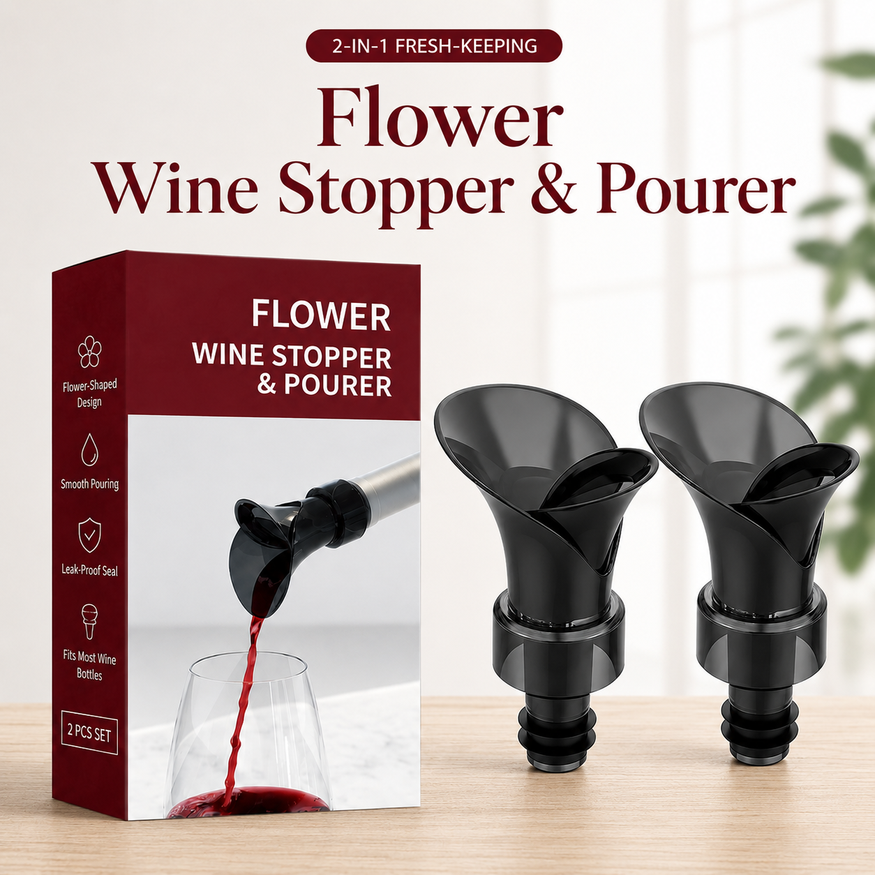 🍷2-in-1 Wine Pourer & Stopper – No-Drip Pour & Easy Seal