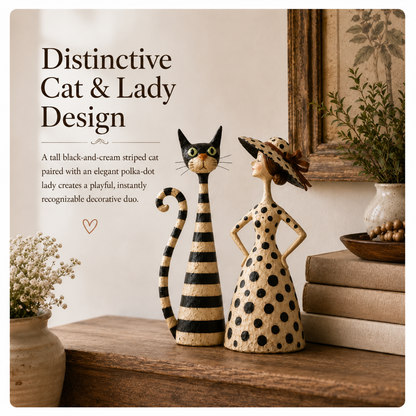 ✨Vintage  Cat & Lady Sculptures