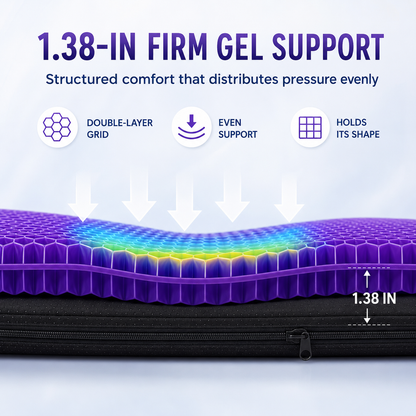 💜💺 Cooling Honeycomb Gel Seat Cushion✨ — Relieve Pressure, Stay Cool & Enjoy All-Day Comfort! ❄️